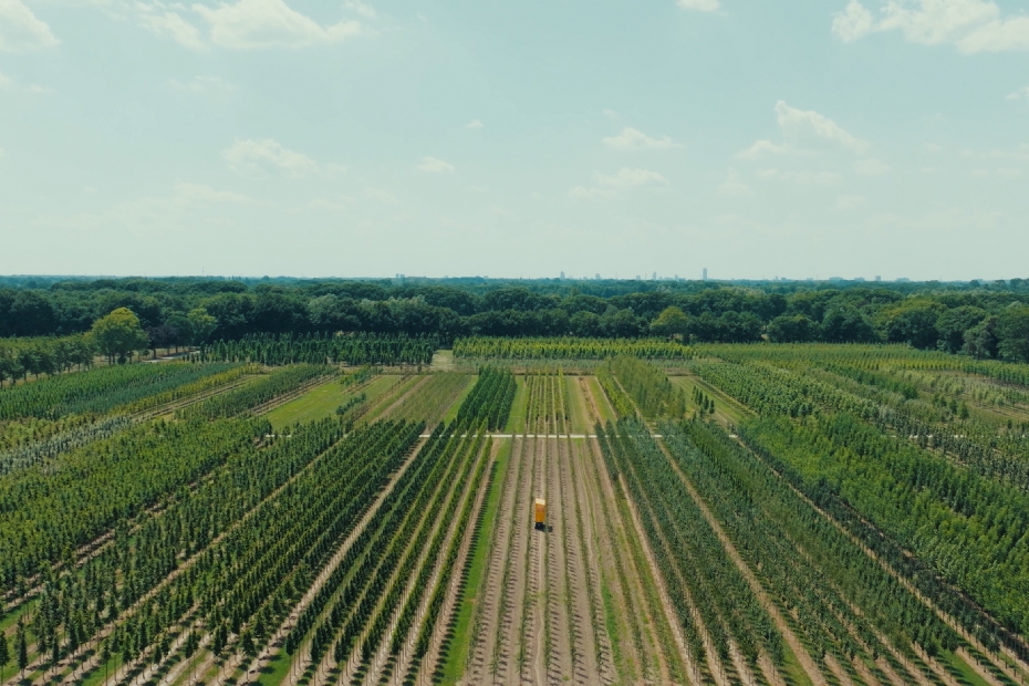 Uitkijk over het perceel bij de leemputten met de stad Tilburg op de achtergrond